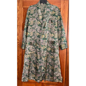 Silver Lake Green Scenic Print Duster Jacket Robe Housecoat Medium